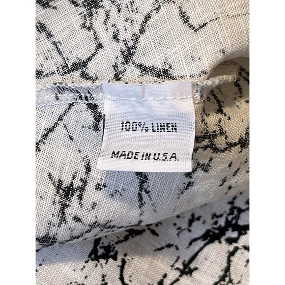 Bryn Walker Ivy Shirt Asymmetrical Hem Linen Top Black White Print Made in USA M - Picture 7 of 11
